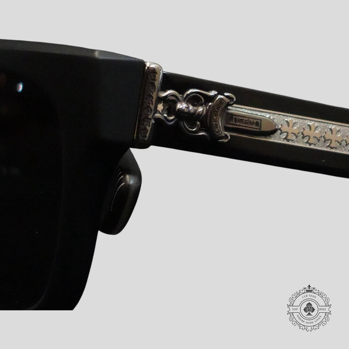 Chrome Hearts Box Officer Sunglasses in Matte Black/Silver
