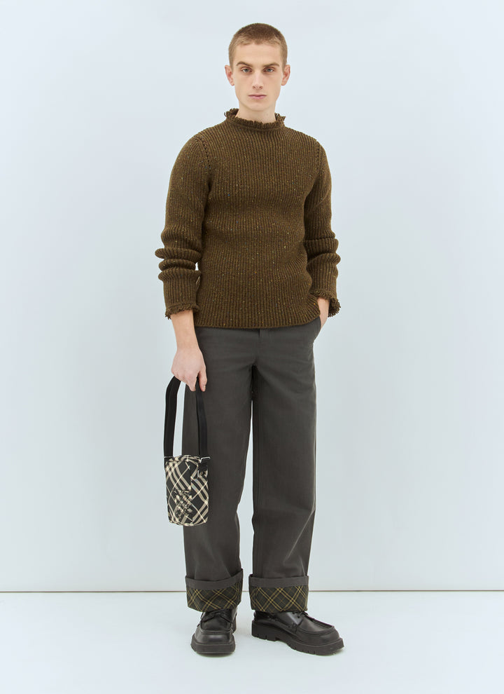Burberry Men Fringed Wool Sweater