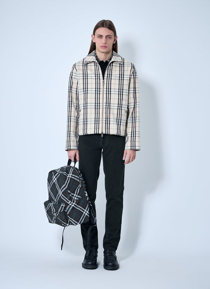 Burberry Men Check Cotton Harrington Jacket