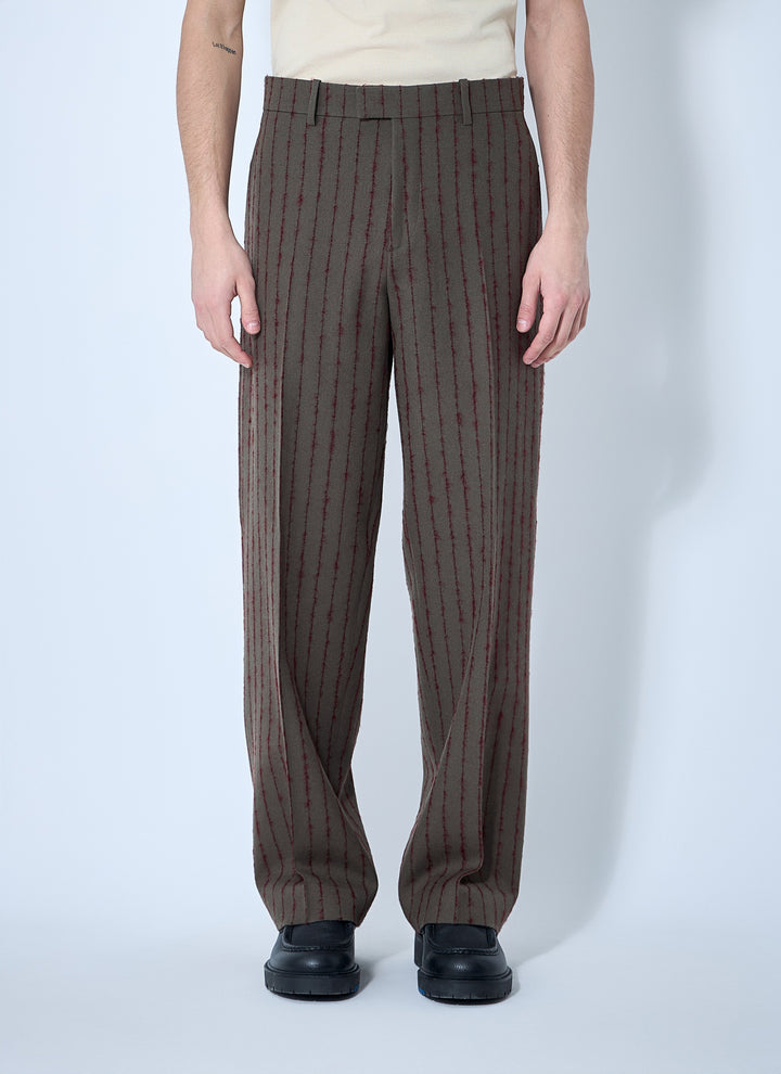 Burberry Men Striped Wool Tailored Pants
