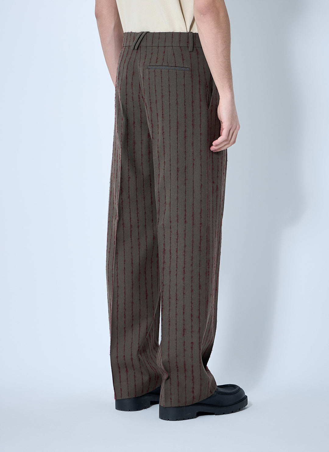 Burberry Men Striped Wool Tailored Pants