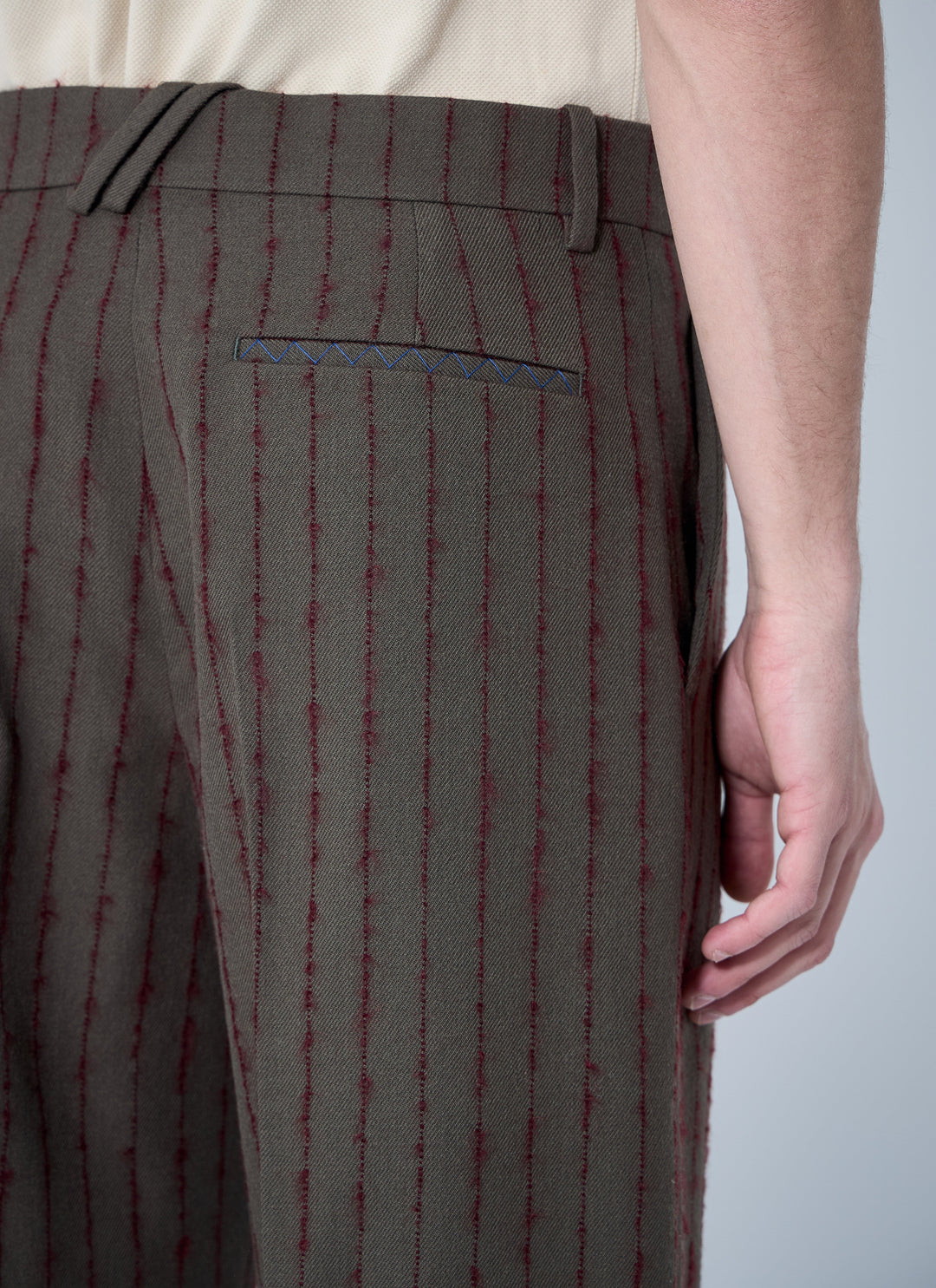 Burberry Men Striped Wool Tailored Pants