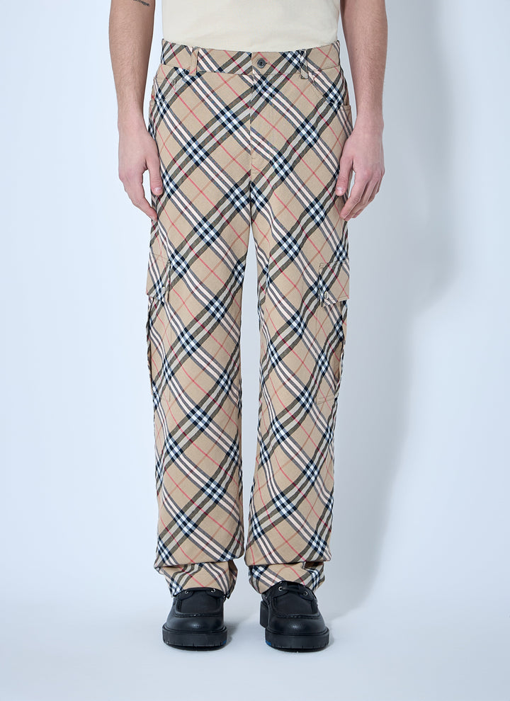 Burberry Men Check Linen-Blend Pants