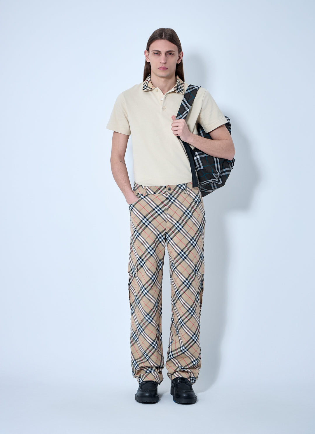 Burberry Men Check Linen-Blend Pants