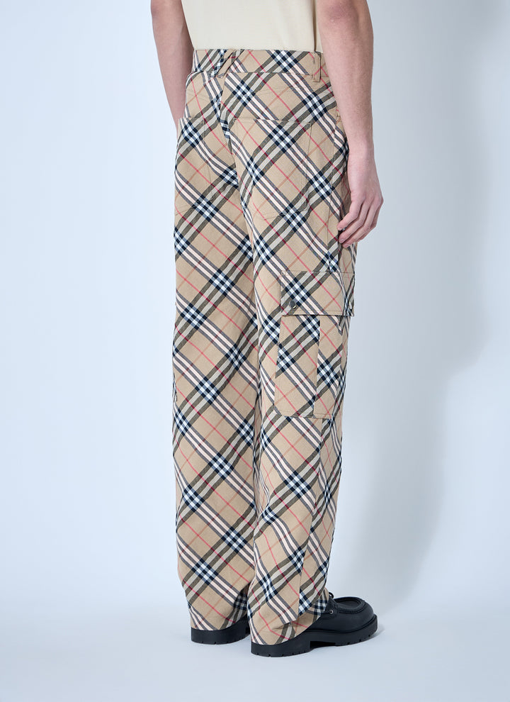 Burberry Men Check Linen-Blend Pants