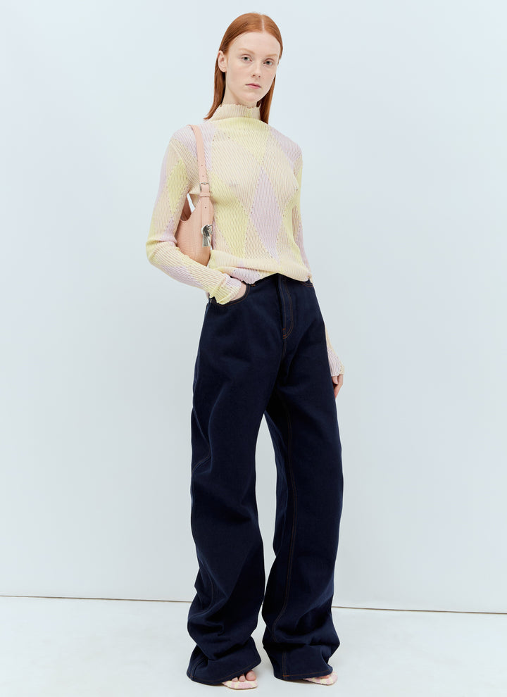 Burberry Women Rose Cuffs Heavyweight Jeans