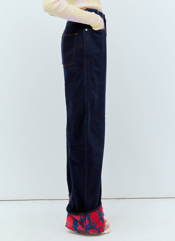 Burberry Women Rose Cuffs Heavyweight Jeans