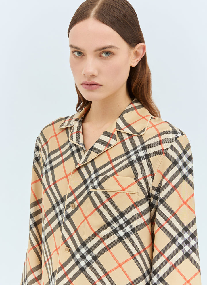 Burberry Women Check Silk Pyjama Shirt
