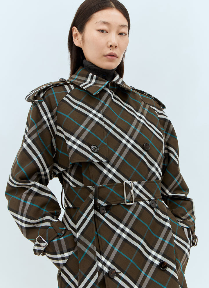 Burberry Women Check Twill Trench Coat
