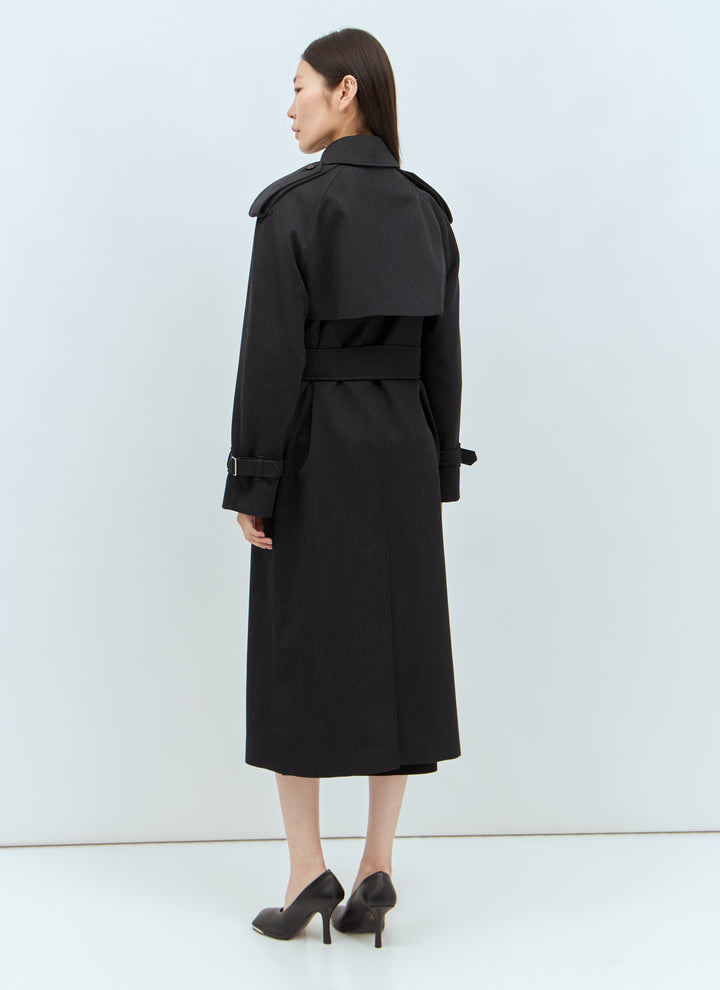 Burberry Women Long Wool Trench Coat