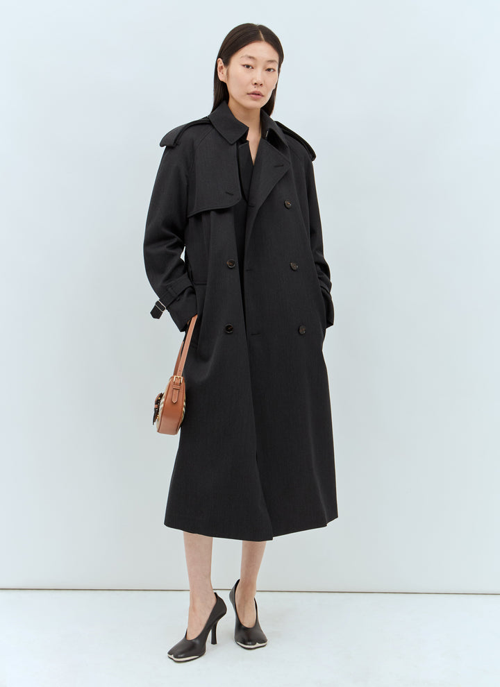 Burberry Women Long Wool Trench Coat