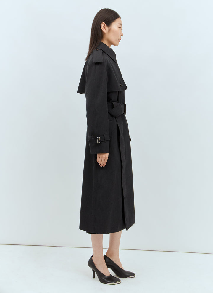 Burberry Women Long Wool Trench Coat