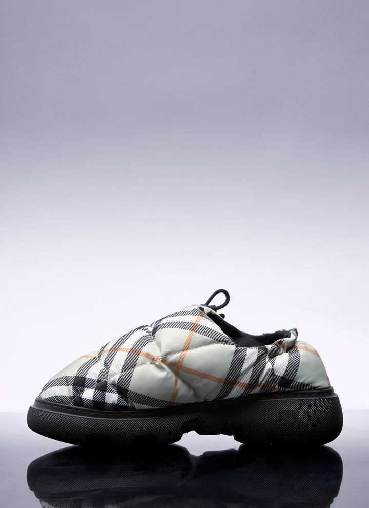 Burberry Women Check Nylon-Blend Pillow Mule