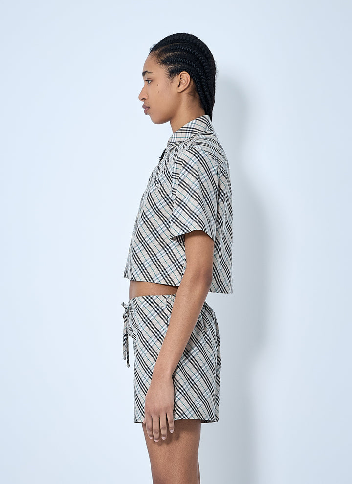 Burberry Women Crop Check Shirt