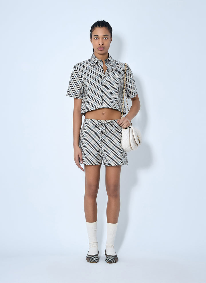 Burberry Women Check Drawstring Shorts