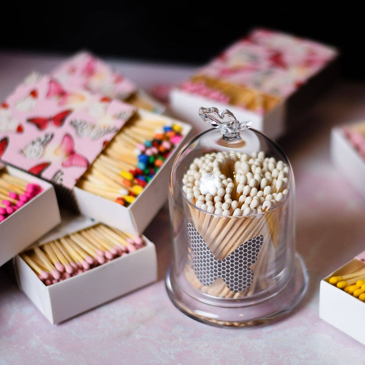 White Matches w/ Butterfly Accent Jar