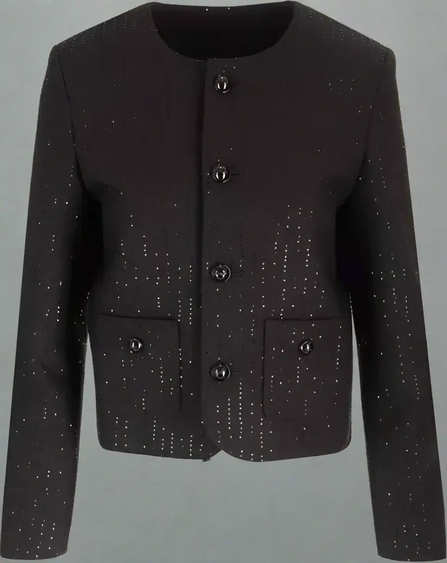 CELINE black button up Chelsea Sequin Detailed Jacket
