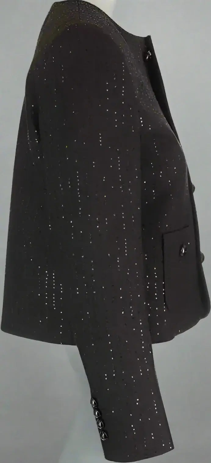 CELINE black button up Chelsea Sequin Detailed Jacket