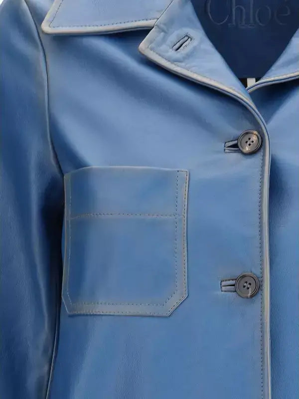 Chloé women's single breasted royal blue Leather Coat