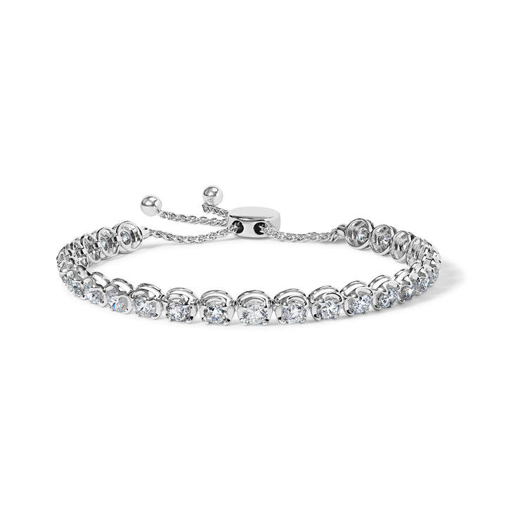 14K White Gold 6.00 Cttw Diamond 4â€-10â€ Adjustable Bolo Tennis Bracelet (I-J Color, I1-I2 Clarity)