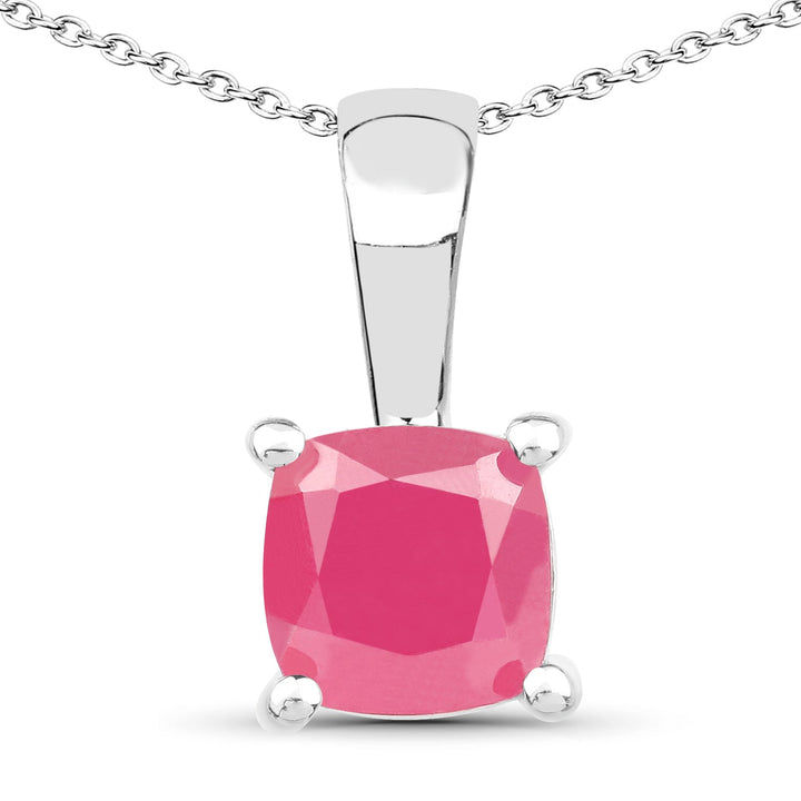 1.80 Carat Genuine Emerald, Glass Filled Ruby & Glass Filled Sapphire .925 Sterling Silver Pendant