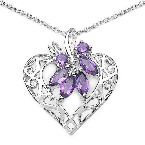 1.12 Carat Genuine Amethyst .925 Sterling Silver Pendant