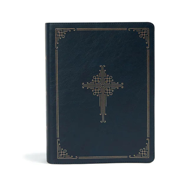 CSB Ancient Faith Study Bible, Navy Leathertouch: Black Letter, Church Fathers, Study Notes and Commentary, Ribbon Marker, Sewn Binding, Easy-To-Read - Imitation Leather