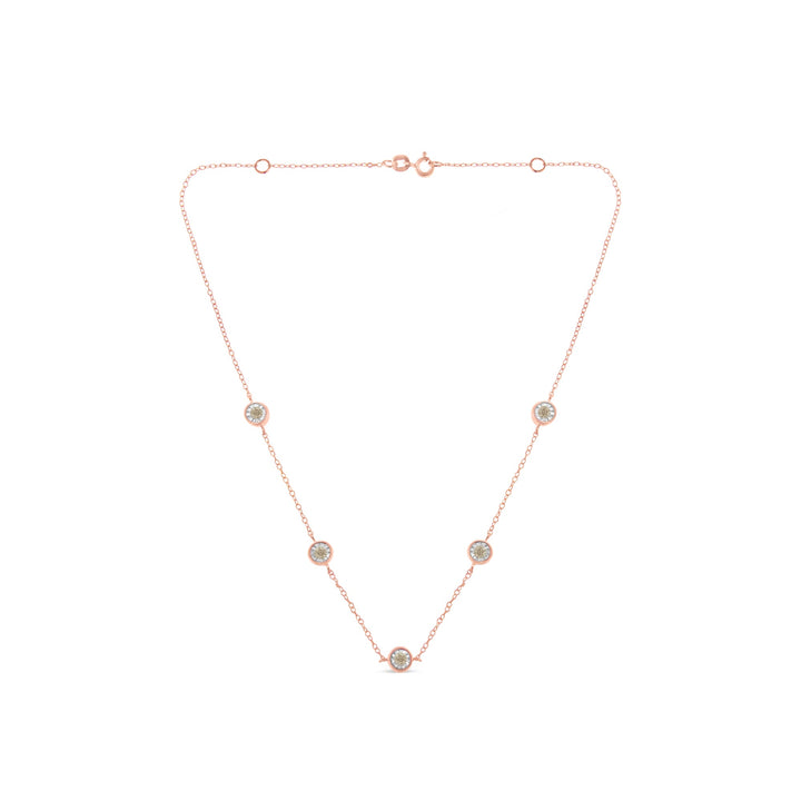 Yellow Color Plated Sterling Silver Diamond Station Necklace (1/2 cttw, K-L Color, I2-I3 Clarity)