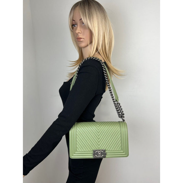 Chanel Medium Boy Flap light green calfskin bag – STORE 7994