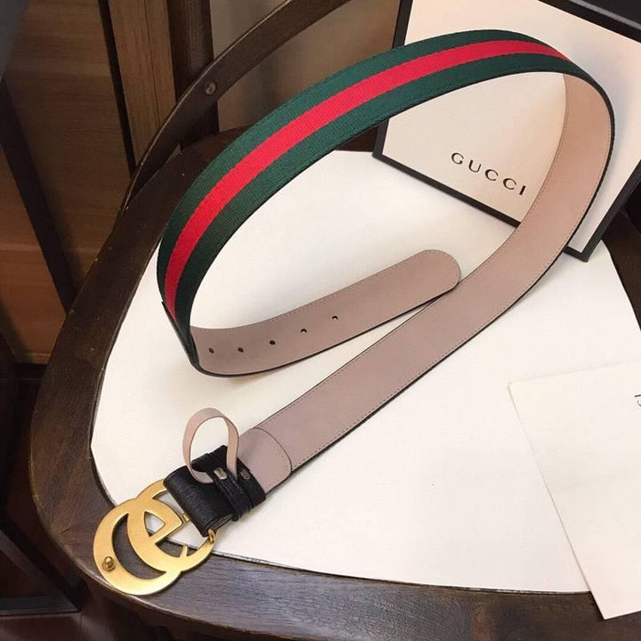 Gucci GG Marmont Web Belt Canvas and Leather &