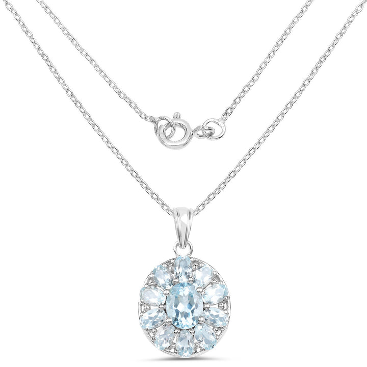 7.65 Carat Genuine Blue Topaz .925 Sterling Silver Pendant