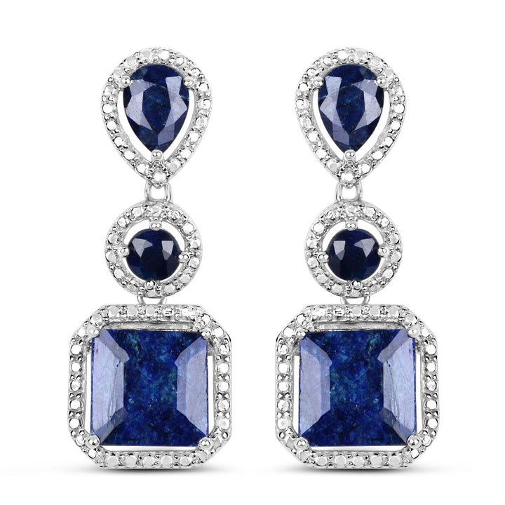 11.62 Carat Dyed Sapphire .925 Sterling Silver Earrings