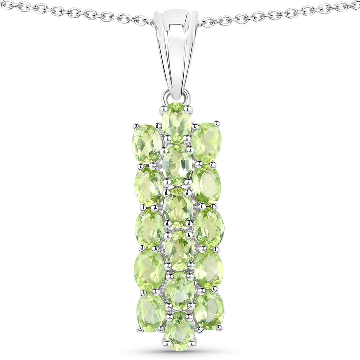 8.84 Carat Genuine Peridot .925 Sterling Silver 3 Piece Jewelry Set (Ring, Earrings, and Pendant w/ Chain)