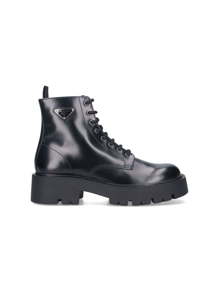 Prada Men Brushed Leather Ankle Boots