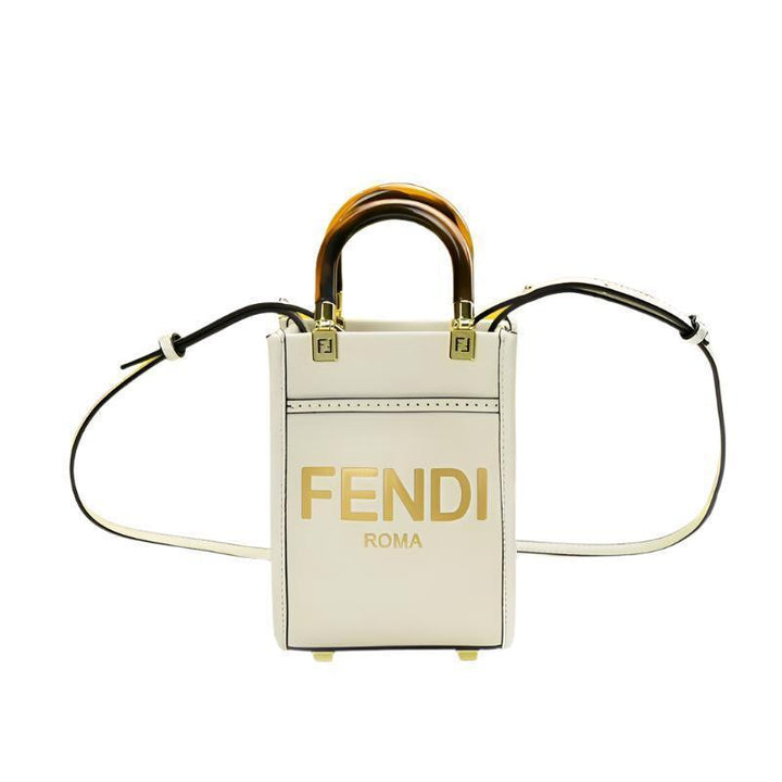 Fendi  Vitello King Plexiglass Logo Embossed Mini Fendi Sunshine Shopper Tote