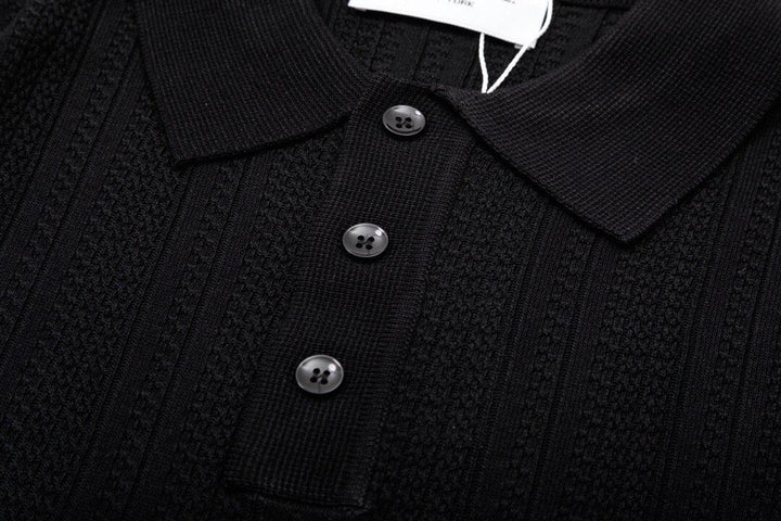 Thom Browne Black T-Shirt with Collar