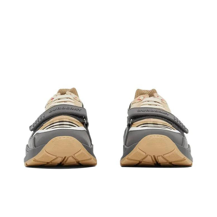 Burberry Ramsey Vintage Check Suede Leather Sneakers Grey Archive Beige