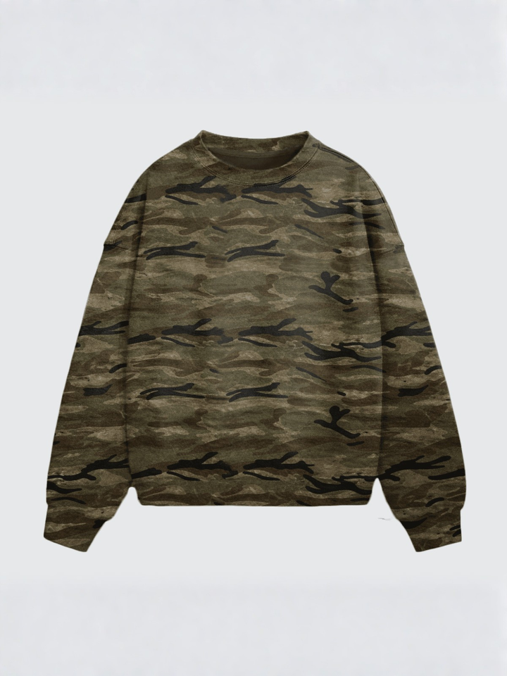 Camo Oversized Heavyweight Crewneck Sweatshirt