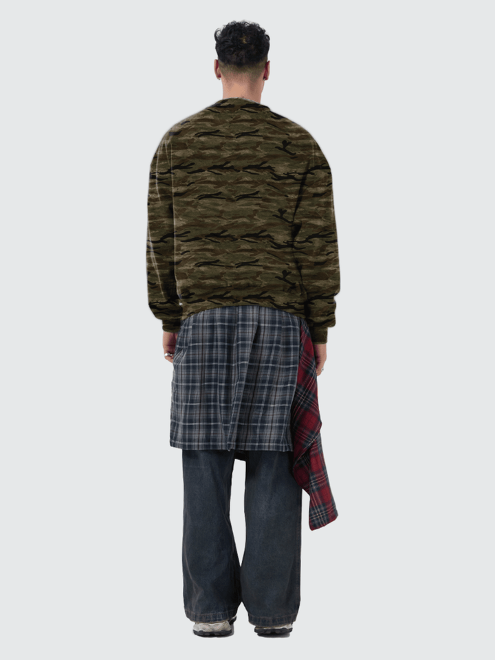 Camo Oversized Heavyweight Crewneck Sweatshirt