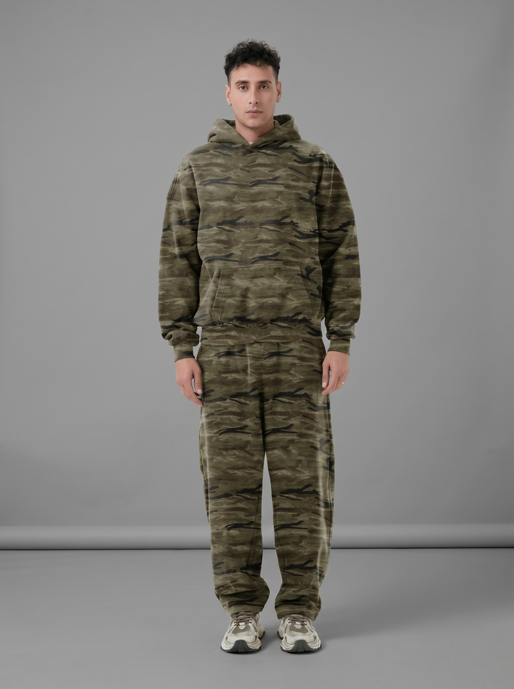 Camo Oversized Heavyweight Curved-Leg Sweatpants
