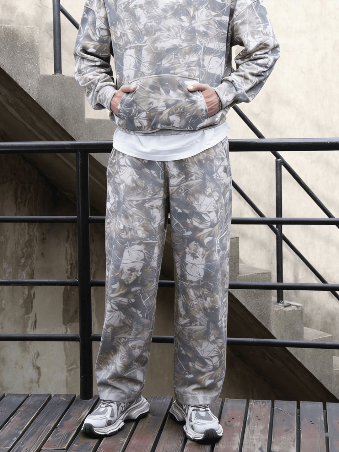 Camo Oversized Heavyweight French Terry Open-Hem Sweatpants