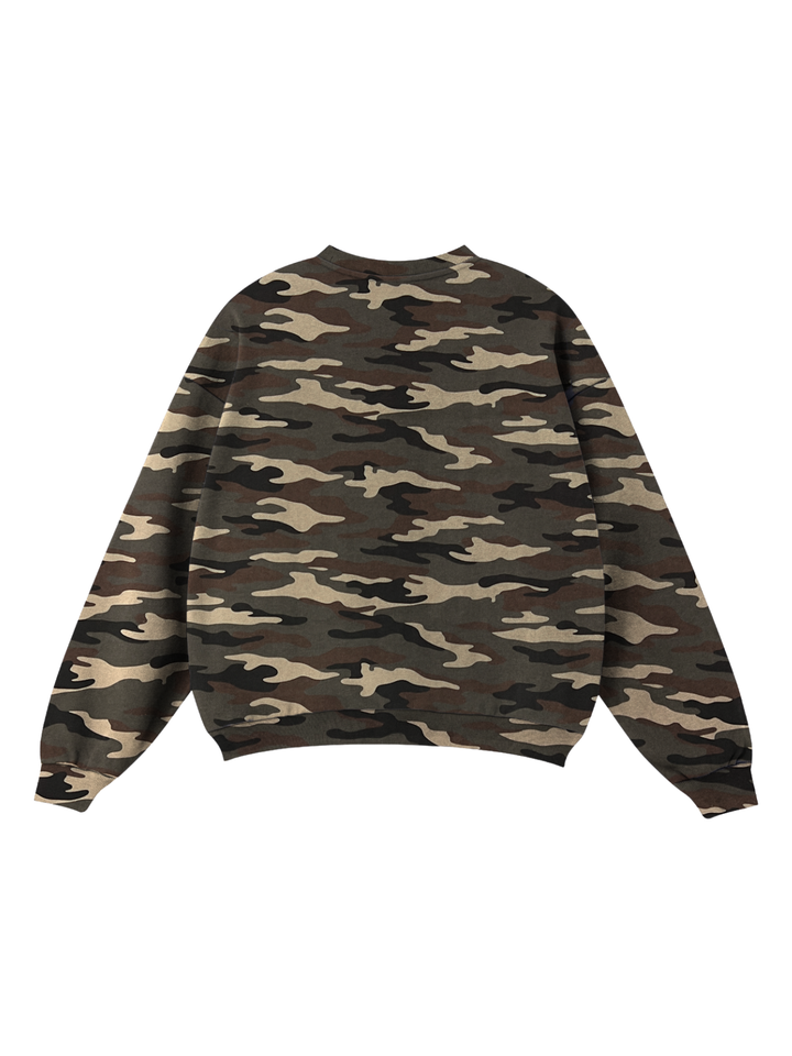 Camo Print Oversized Crewneck Sweatshirt