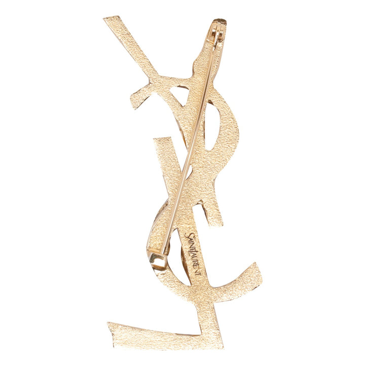 Saint Laurent Women Cassandre In Tiger's Eye, Sunstone And Metal Brooch