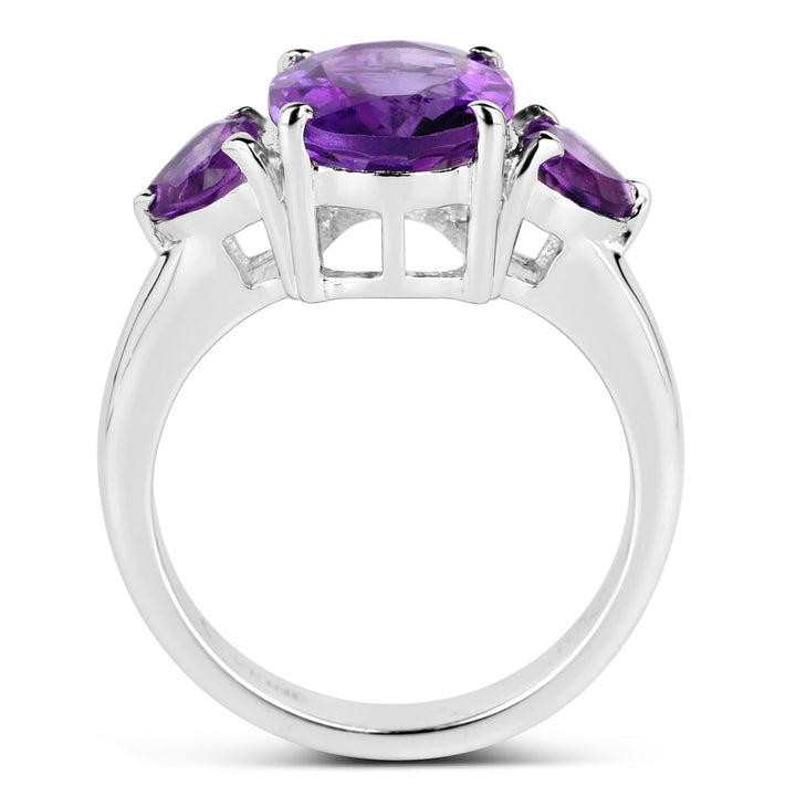 4.06 Carat Genuine Amethyst .925 Sterling Silver Ring