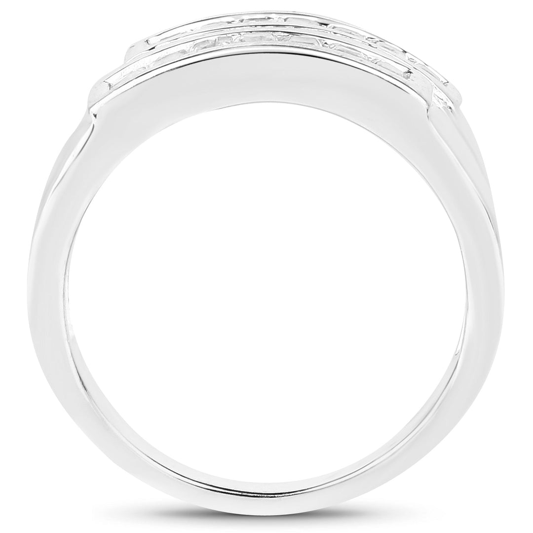 0.70 Carat Genuine White Sapphire .925 Sterling Silver Ring