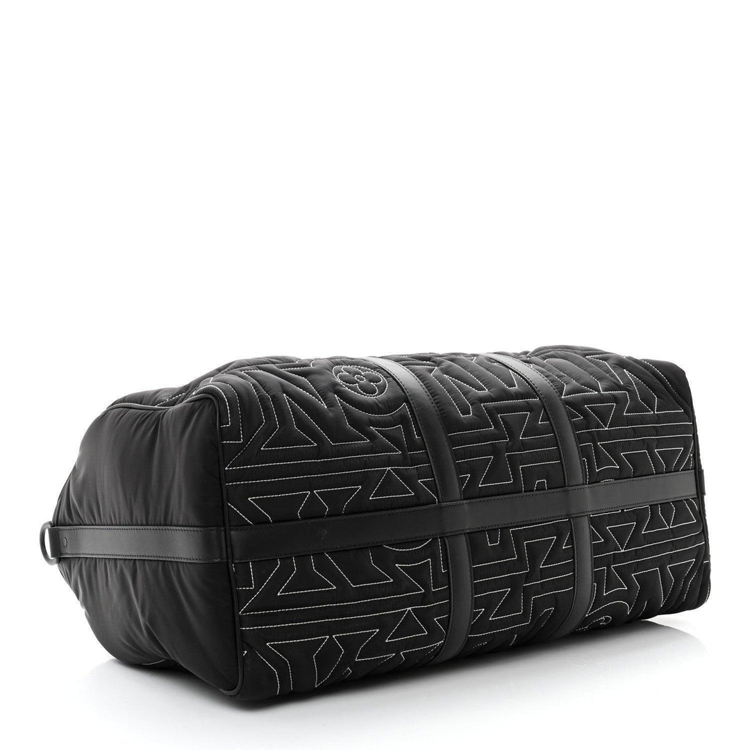 Louis Vuitton Nylon Embroidered Keepall Bandouliere 50 Black