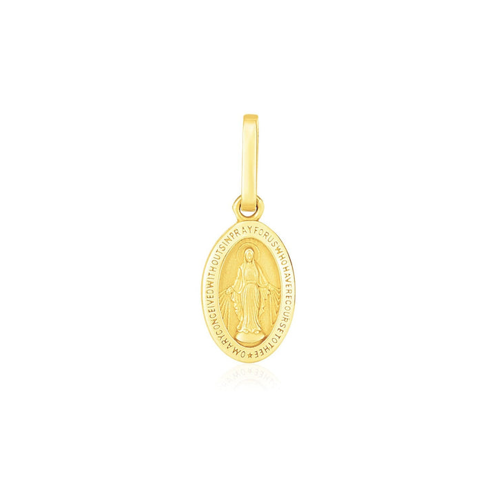 14k Yellow Gold Oval Religious Medal Pendant