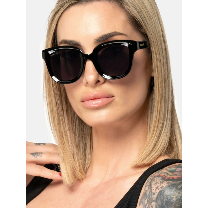 Black stylish Italian designed affordable sunglasses with UV protection.