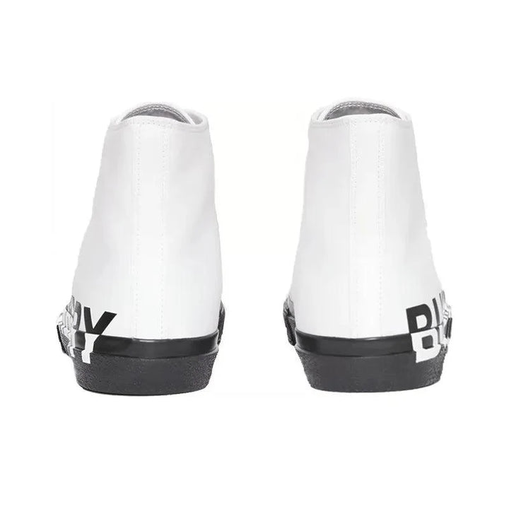 Burberry Slip-Resistant High-Top Canvas Shoes Black White