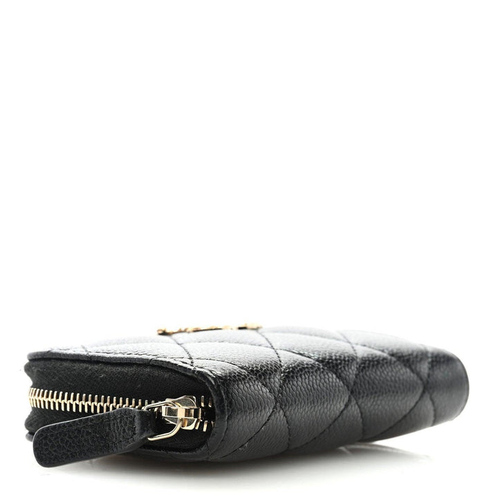 Chanel  Caviar Quilted Multi Chain CC Zip Coin Purse Black